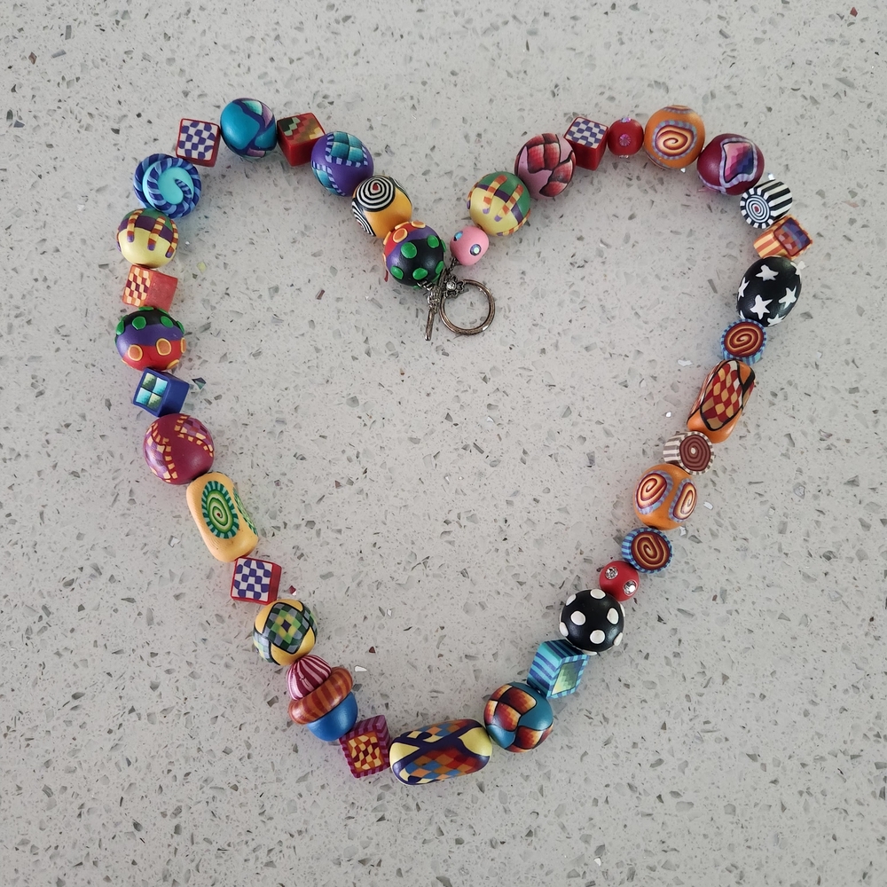Karyn Kozak Polymer Clay Multicolor Handcrafted Beaded Women’s Necklace - Picture 5 of 15